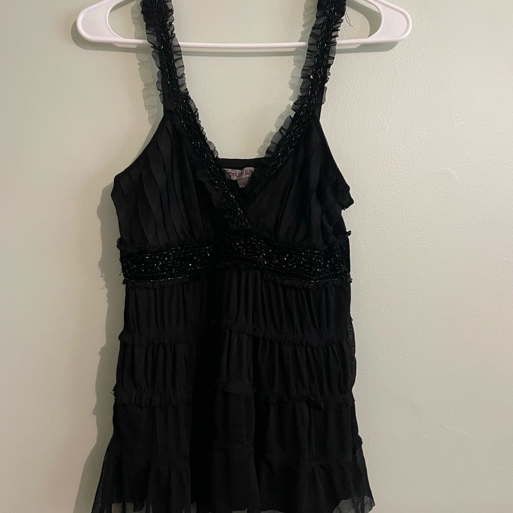 Forever 21 Black Ruffle Trim Top